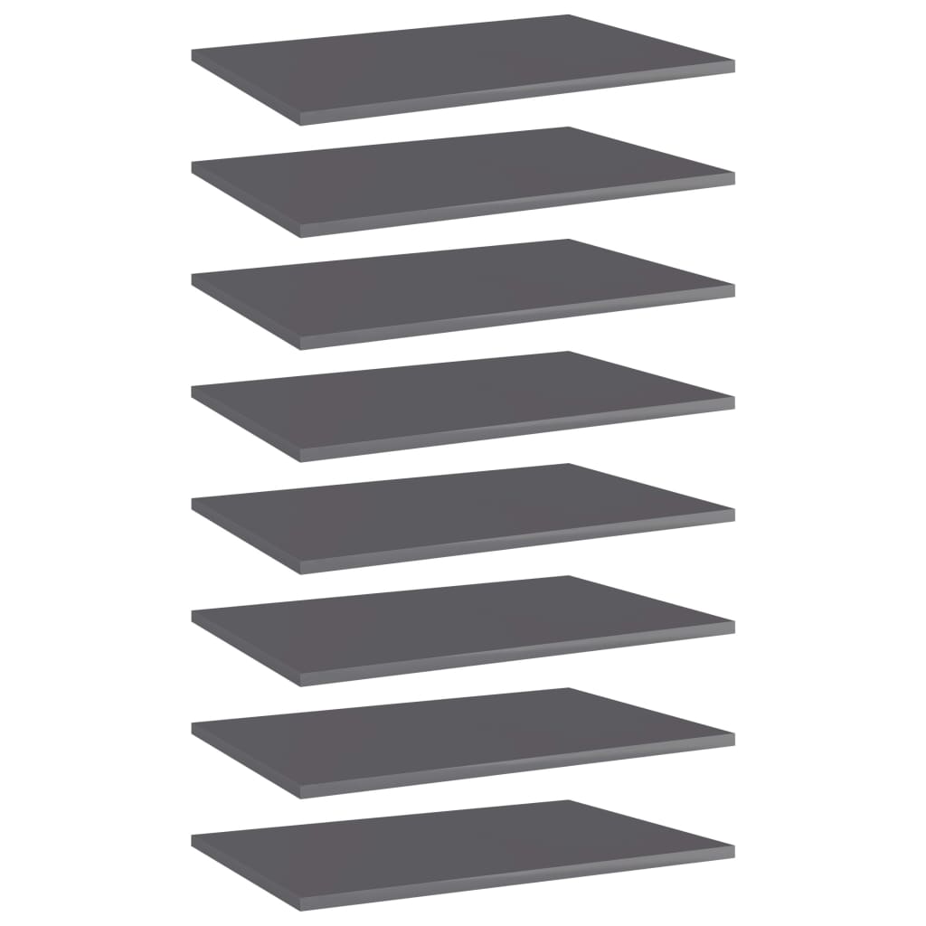 Ripiani per Libreria 8pz Grigio Lucido 60x40x1,5cm Multistrato