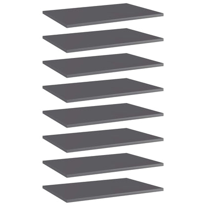 Ripiani per Libreria 8pz Grigio Lucido 60x40x1,5cm Multistrato