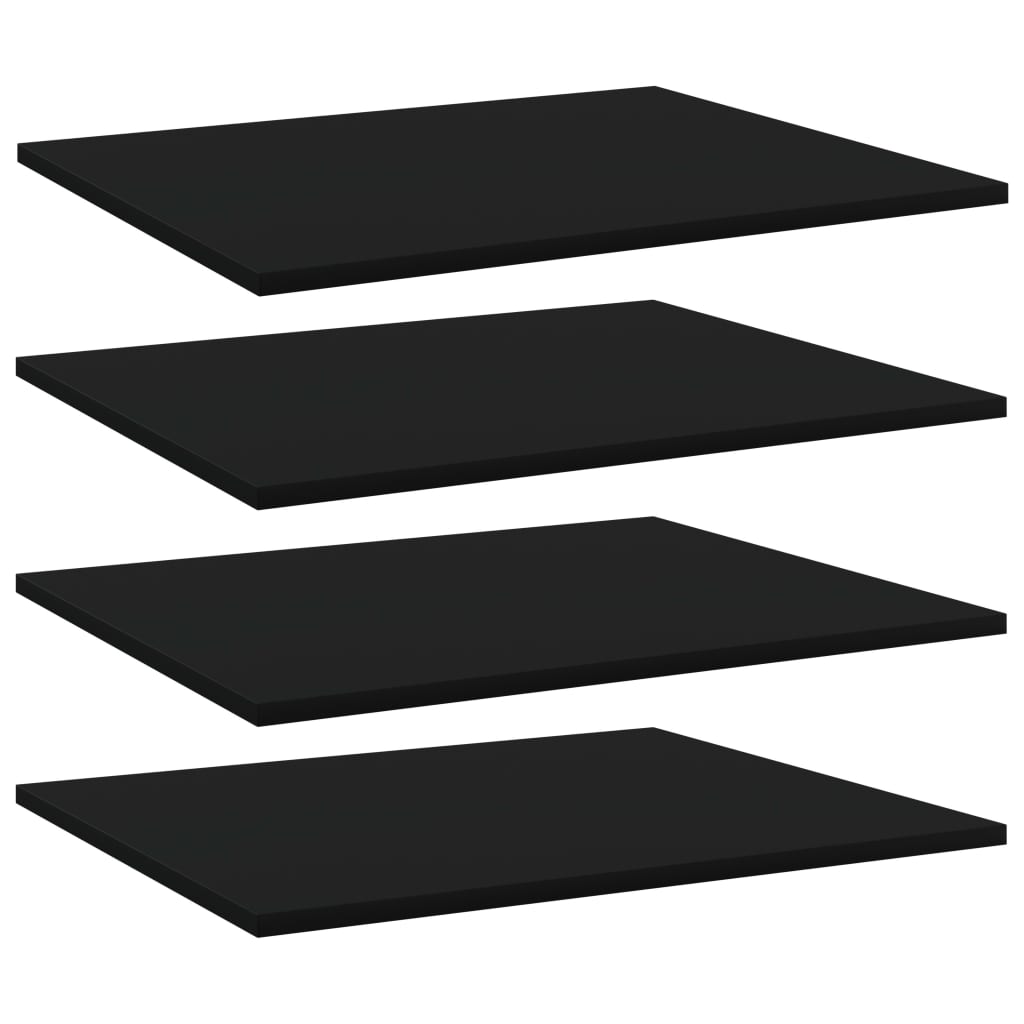Ripiani per Libreria 4pz Neri 60x50x1,5cm in Legno Multistrato