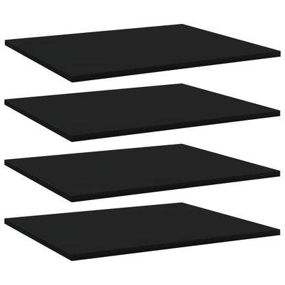 Ripiani per Libreria 4pz Neri 60x50x1,5cm in Legno Multistrato