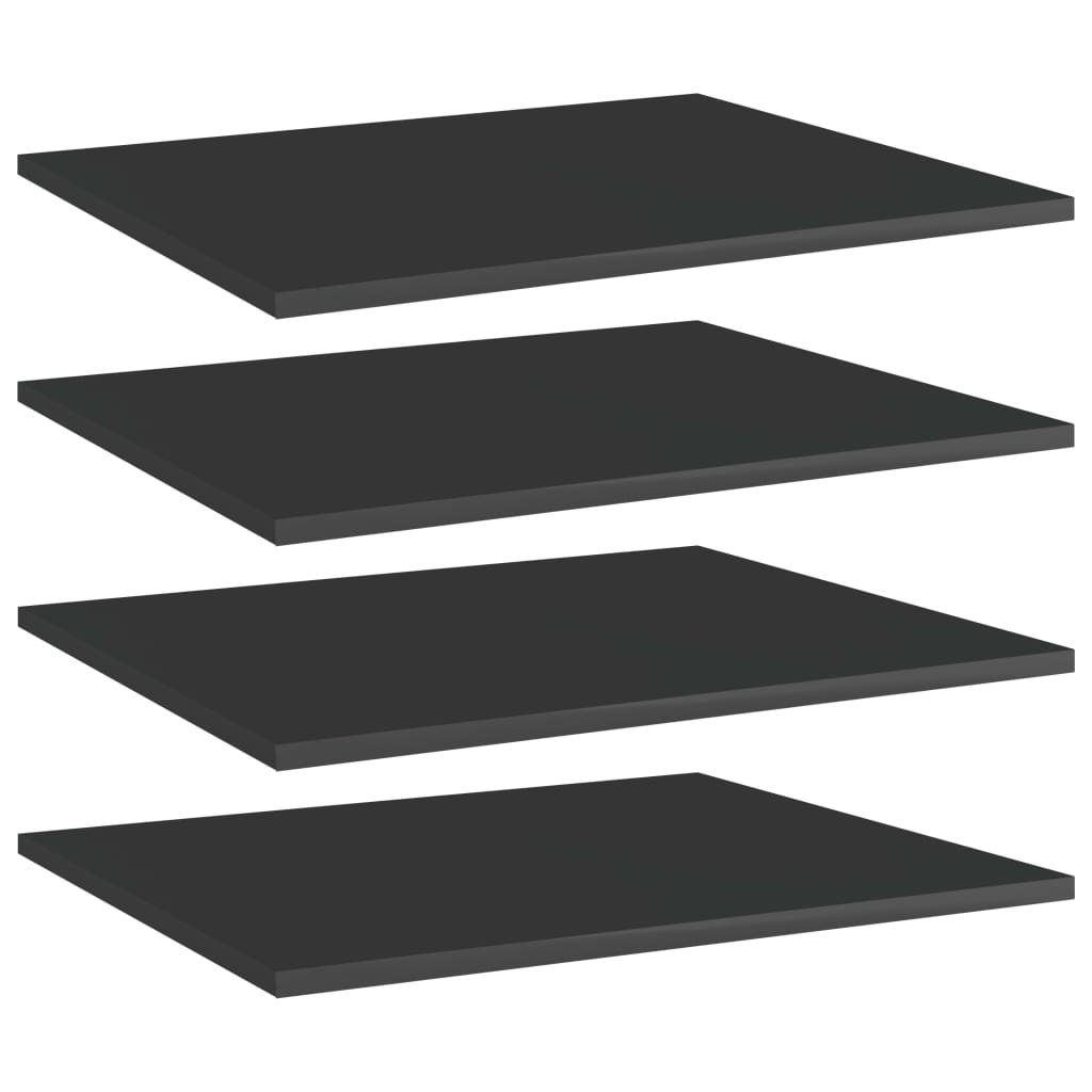 Ripiani per Libreria 4pz Nero Lucido 60x50x1,5cm Multistrato