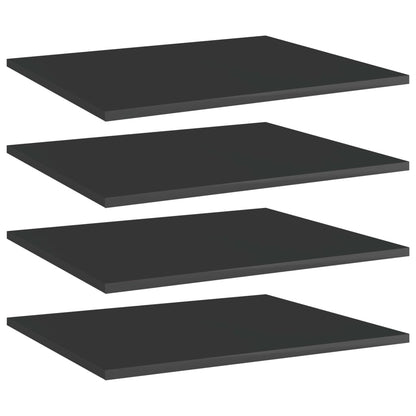 Ripiani per Libreria 4pz Nero Lucido 60x50x1,5cm Multistrato