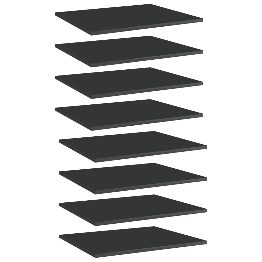 Ripiani per Libreria 8pz Nero Lucido 60x50x1,5cm Multistrato