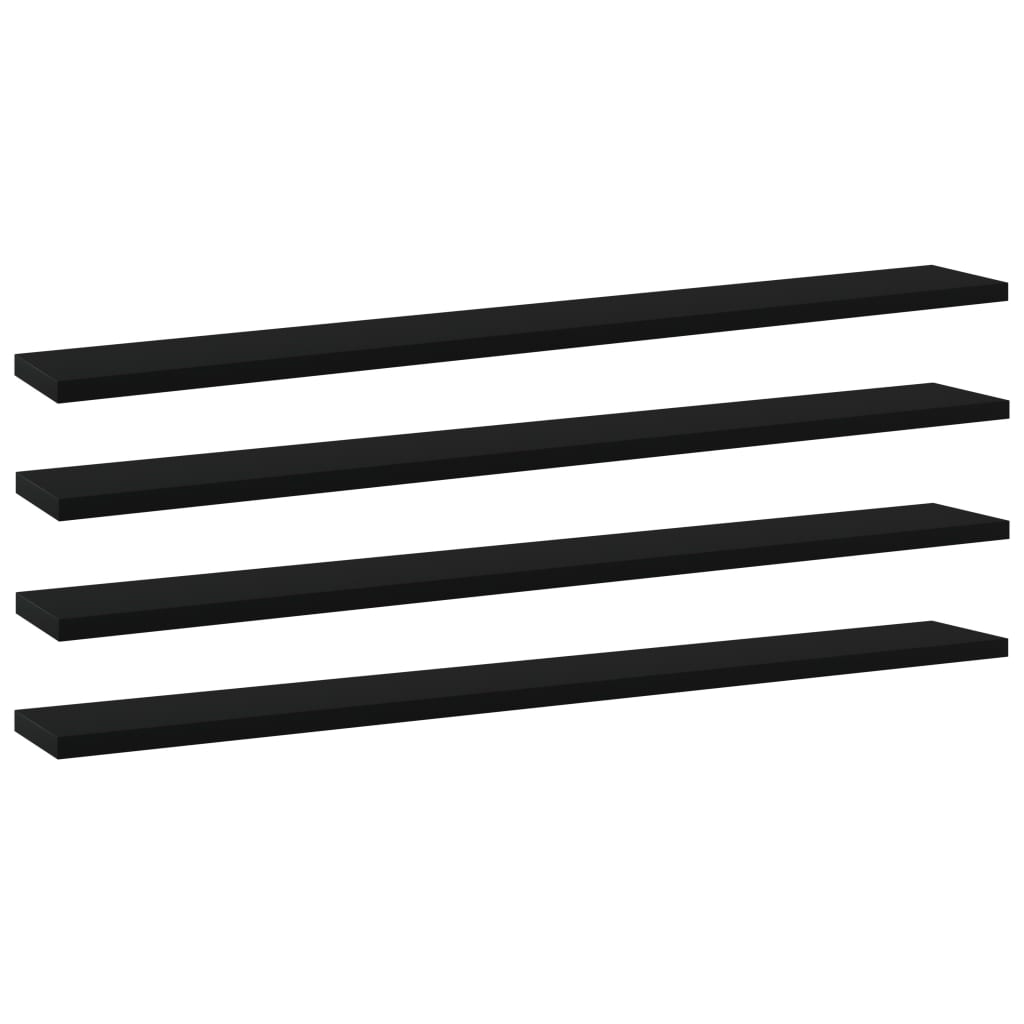 Ripiani per Libreria 4pz Neri 80x10x1,5cm in Legno Multistrato