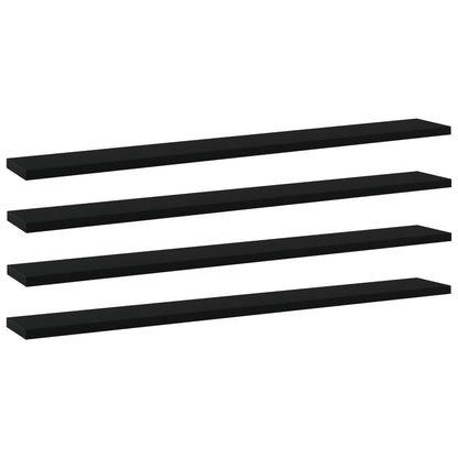 Ripiani per Libreria 4pz Neri 80x10x1,5cm in Legno Multistrato