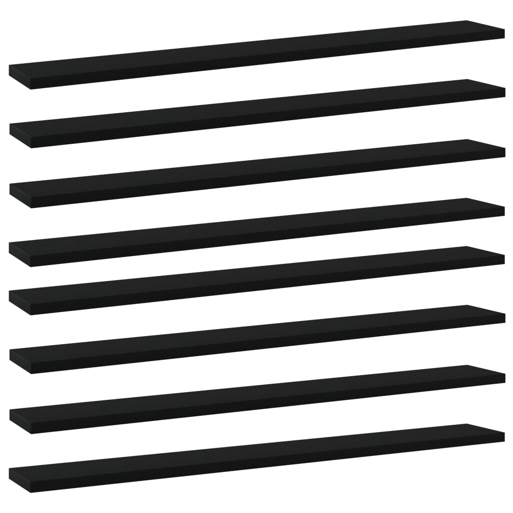 Ripiani per Libreria 8pz Neri 80x10x1,5cm in Legno Multistrato