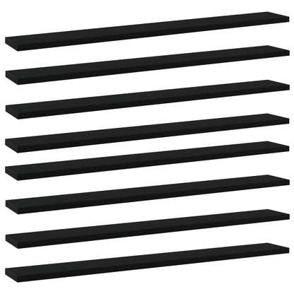 Ripiani per Libreria 8pz Neri 80x10x1,5cm in Legno Multistrato