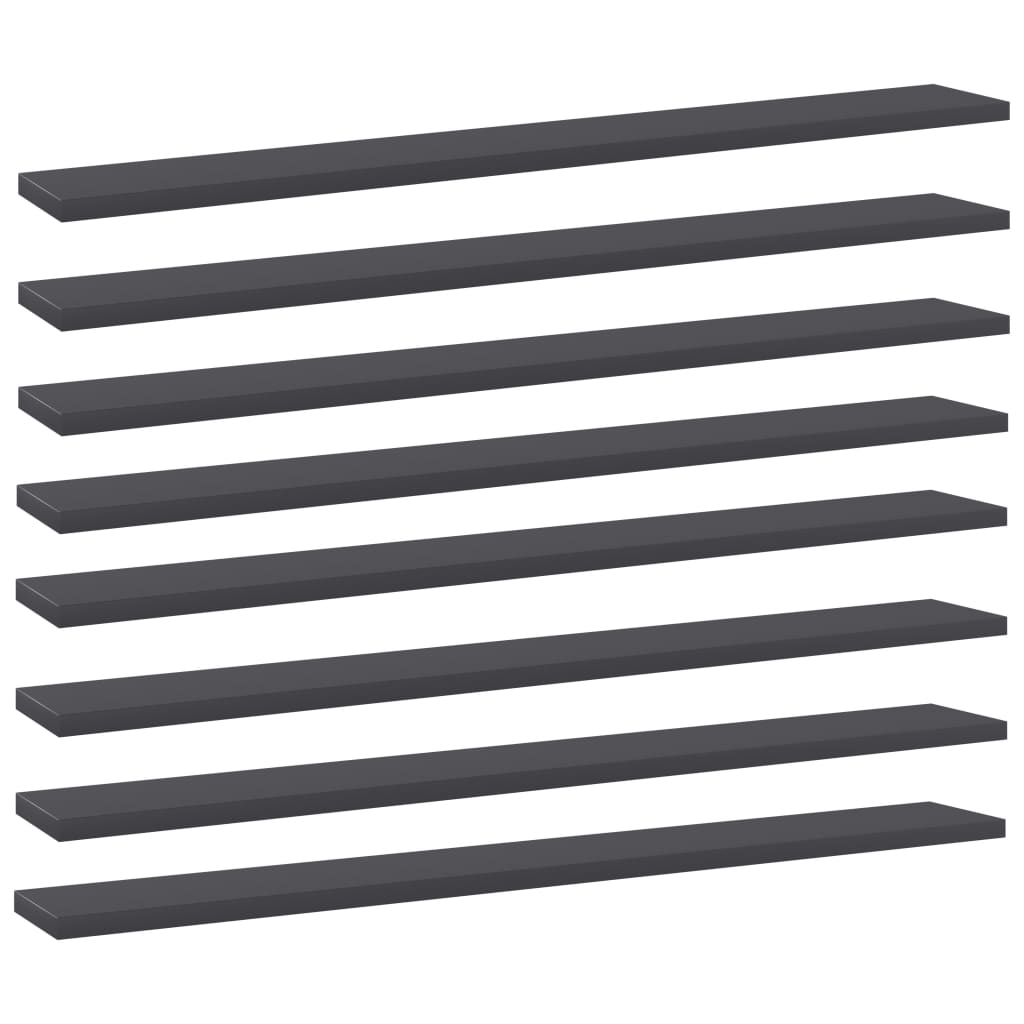 Ripiani per Libreria 8pz Grigi 80x10x1,5cm in Legno Multistrato