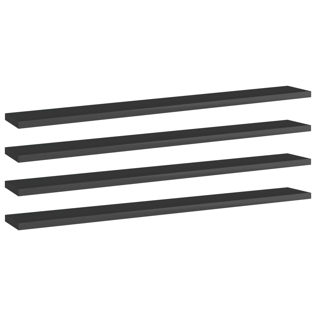 Ripiani per Libreria 4pz Nero Lucido 80x10x1,5cm Multistrato