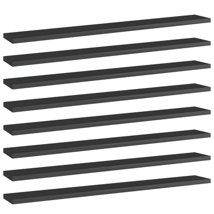 Ripiani per Libreria 8pz Nero Lucido 80x10x1,5cm Multistrato