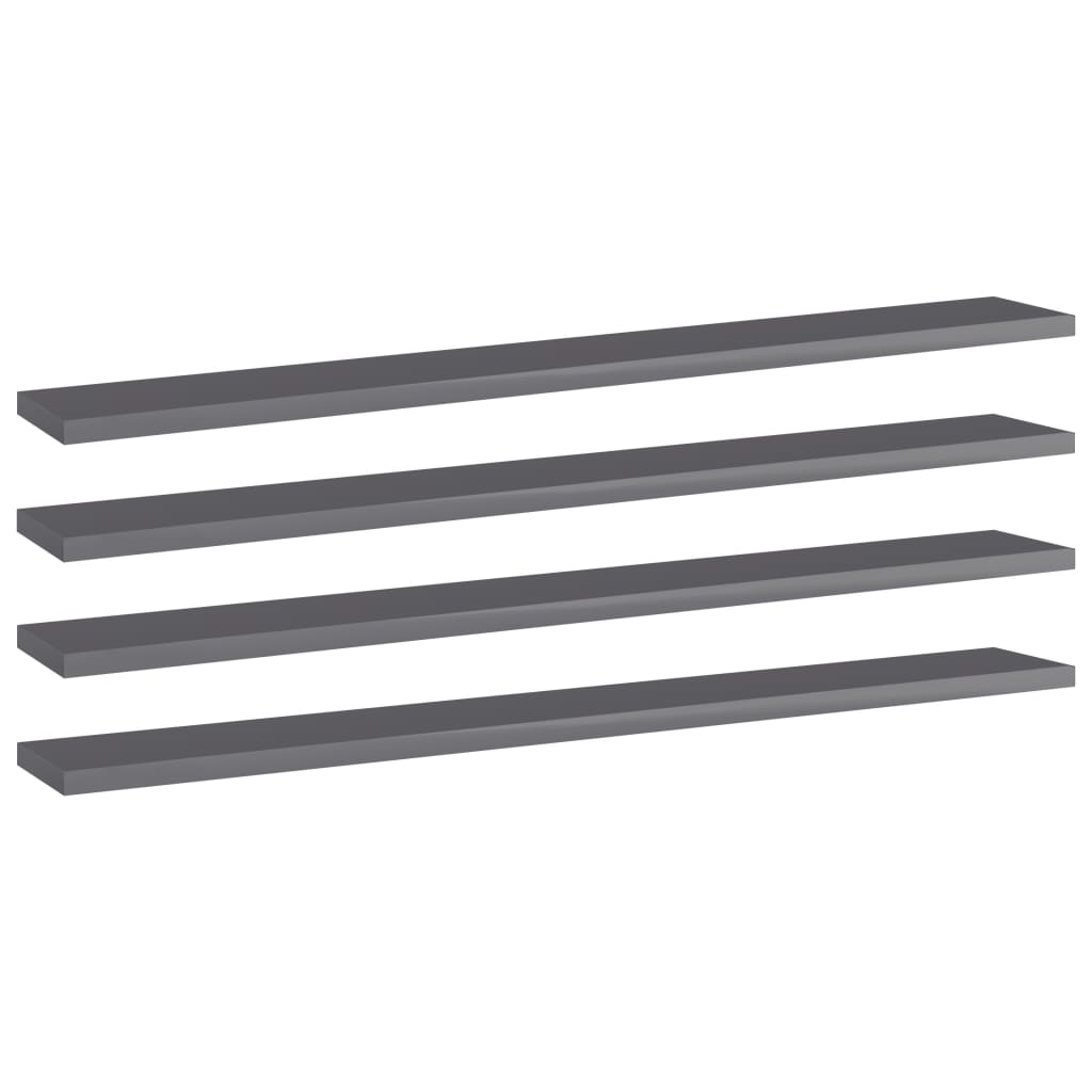 Ripiani per Libreria 4pz Grigio Lucido 80x10x1,5cm Multistrato