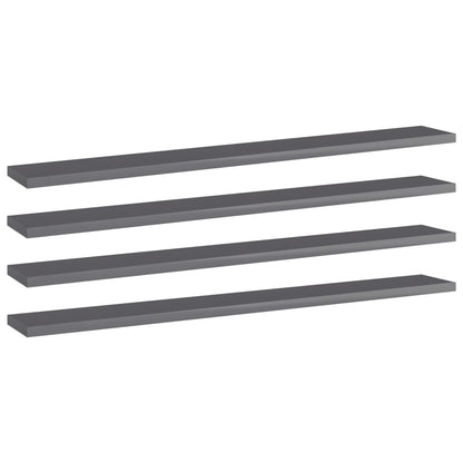 Ripiani per Libreria 4pz Grigio Lucido 80x10x1,5cm Multistrato