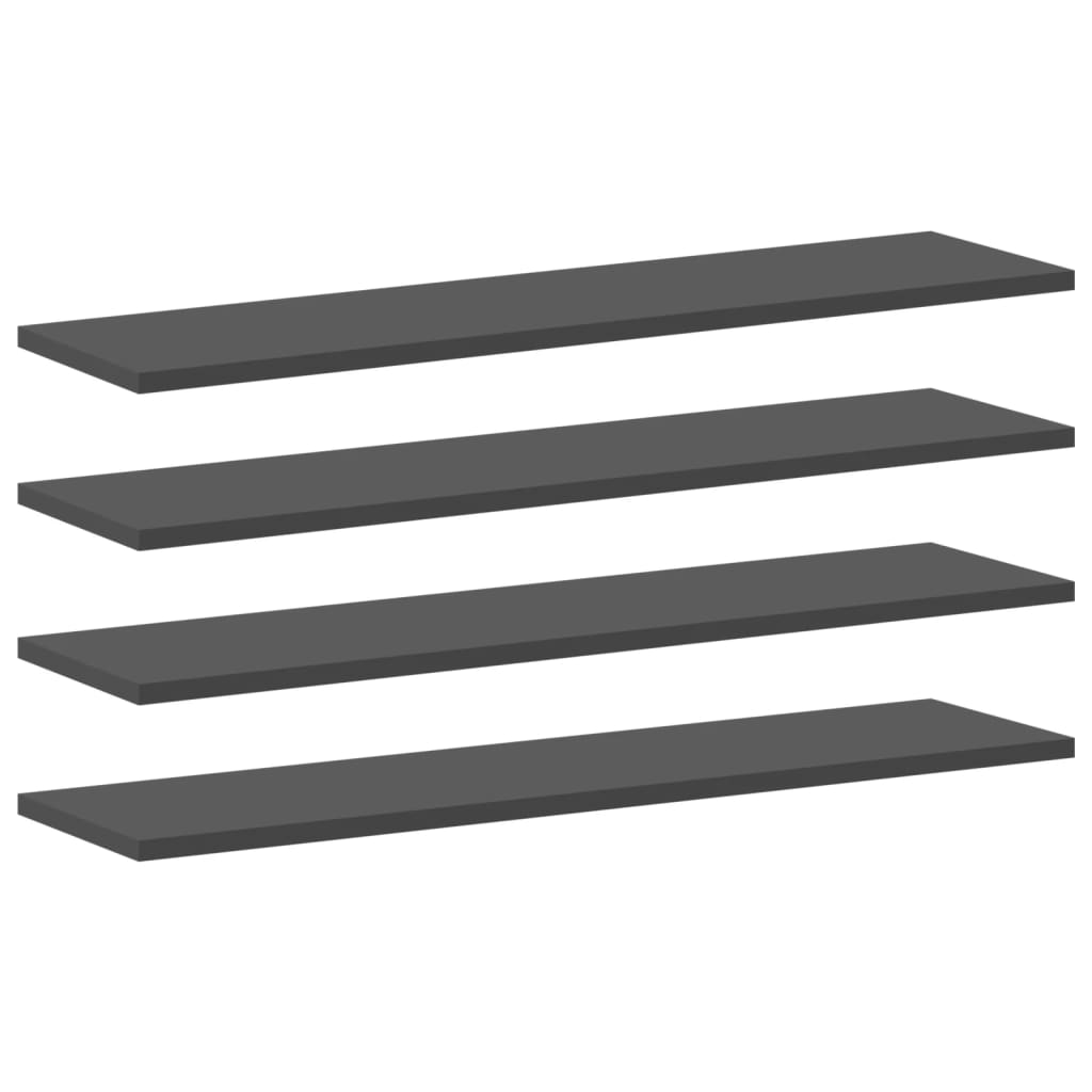 Ripiani per Libreria 4pz Grigi 80x20x1,5cm in Legno Multistrato