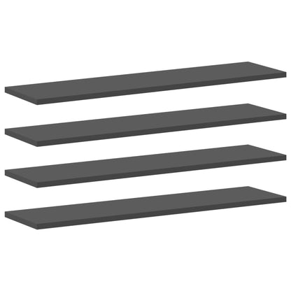 Ripiani per Libreria 4pz Grigi 80x20x1,5cm in Legno Multistrato