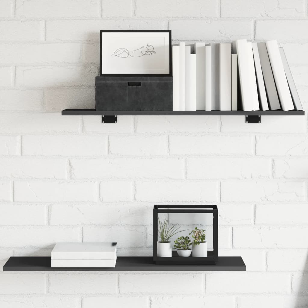 Ripiani per Libreria 4pz Grigi 80x20x1,5cm in Legno Multistrato