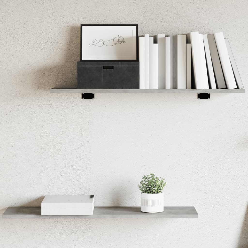 Ripiani per Libreria 4pz Grigio Cemento 80x20x1,5cm Multistrato