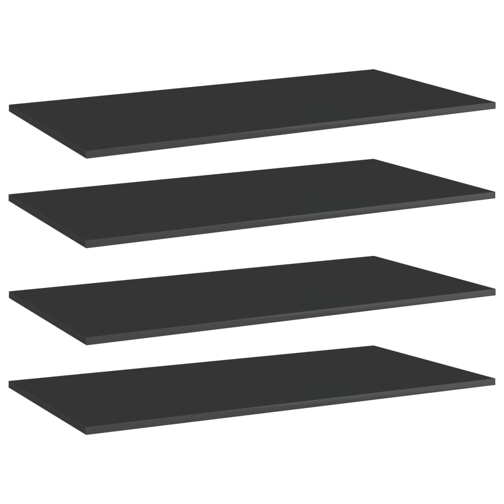 Ripiani per Libreria 4pz Nero Lucido 80x20x1,5cm Multistrato
