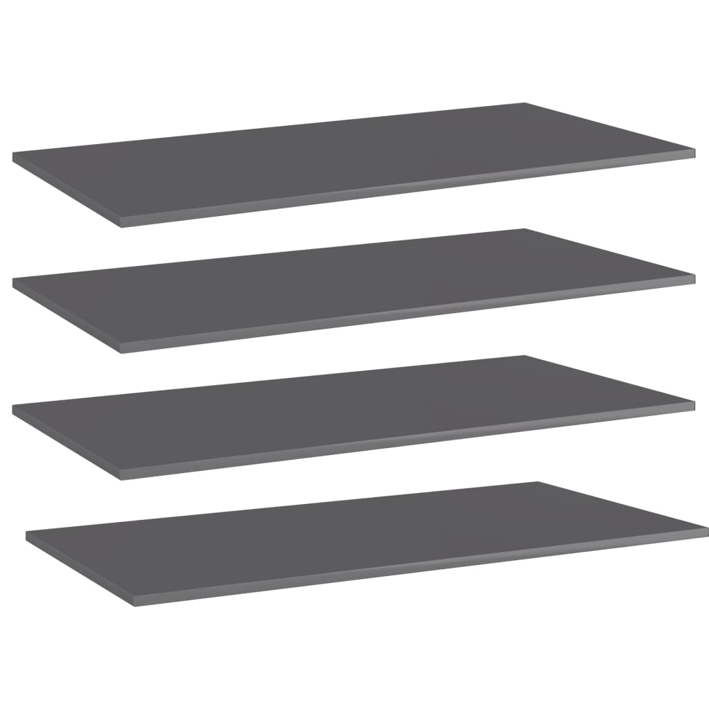 Ripiani per Libreria 4pz Grigio Lucido 80x20x1,5cm Multistrato