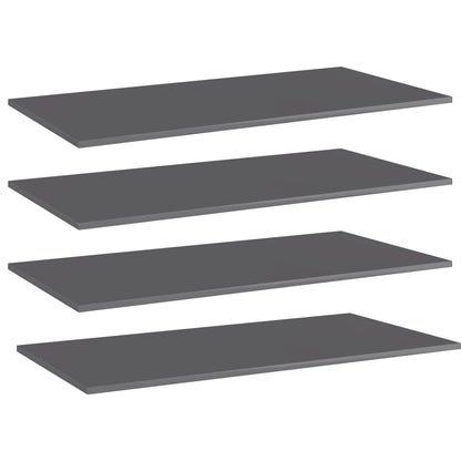 Ripiani per Libreria 4pz Grigio Lucido 80x20x1,5cm Multistrato