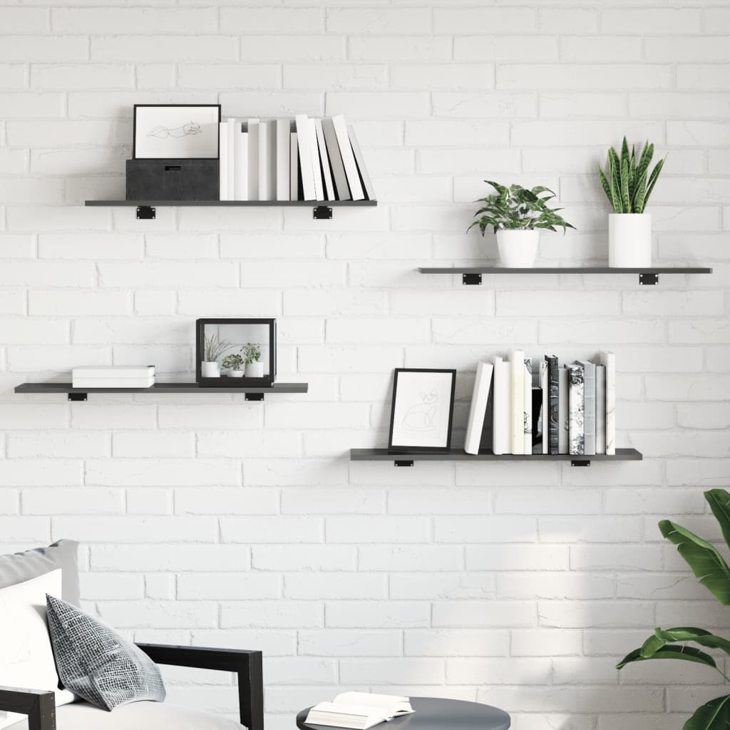 Ripiani per Libreria 8pz Grigio Lucido 80x20x1,5cm Multistrato