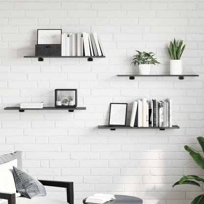 Ripiani per Libreria 8pz Grigio Lucido 80x20x1,5cm Multistrato
