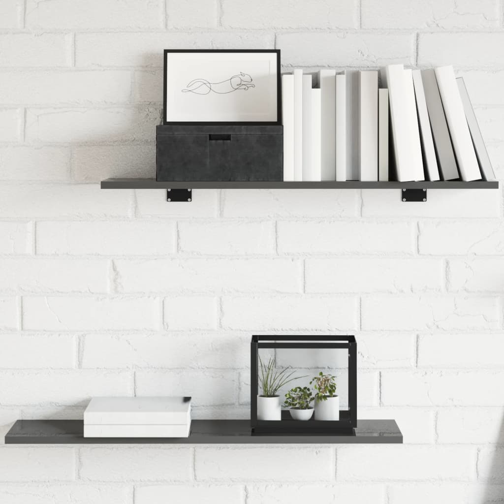 Ripiani per Libreria 8pz Grigio Lucido 80x20x1,5cm Multistrato