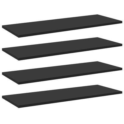 Ripiani per Libreria 4pz Neri 80x30x1,5cm in Legno Multistrato