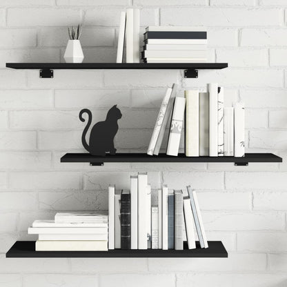 Ripiani per Libreria 4pz Neri 80x30x1,5cm in Legno Multistrato