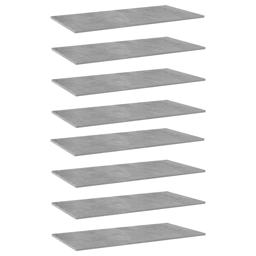 Ripiani per Libreria 8pz Grigio Cemento 80x30x1,5cm Multistrato