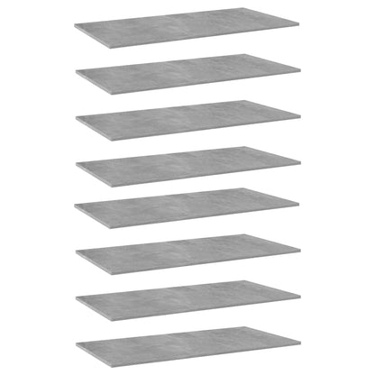Ripiani per Libreria 8pz Grigio Cemento 80x30x1,5cm Multistrato