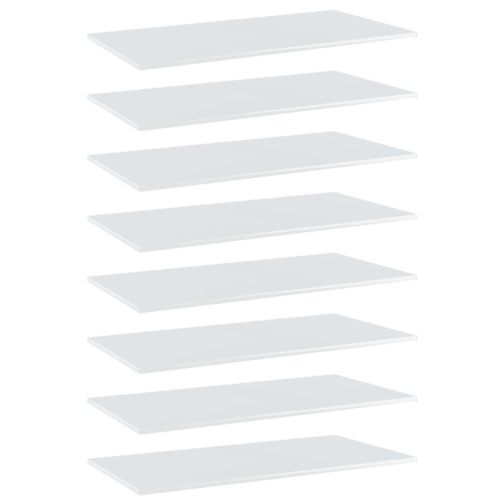 Ripiani per Libreria 8pz Bianco Lucido 80x30x1,5cm Multistrato