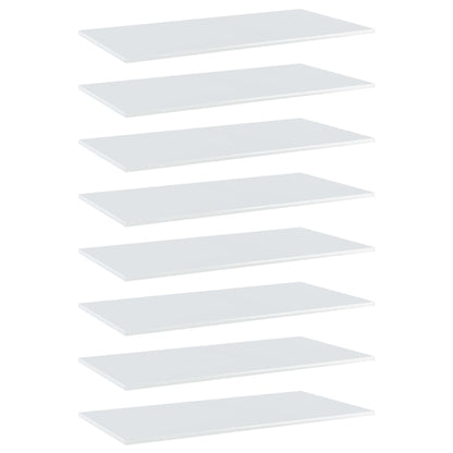 Ripiani per Libreria 8pz Bianco Lucido 80x30x1,5cm Multistrato