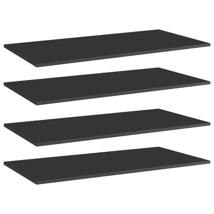 Ripiani per Libreria 4pz Nero Lucido 80x30x1,5cm Multistrato