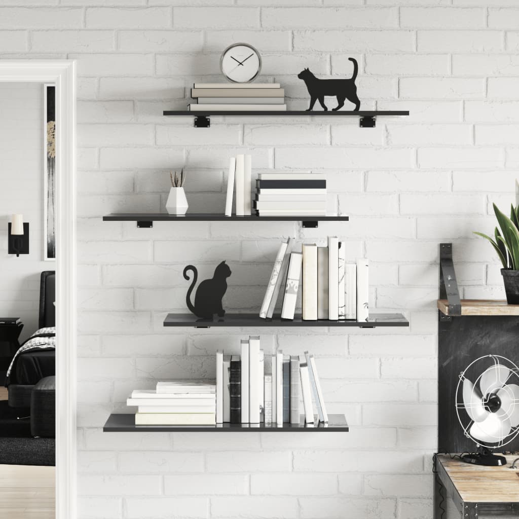 Ripiani per Libreria 4pz Grigio Lucido 80x30x1,5cm Multistrato