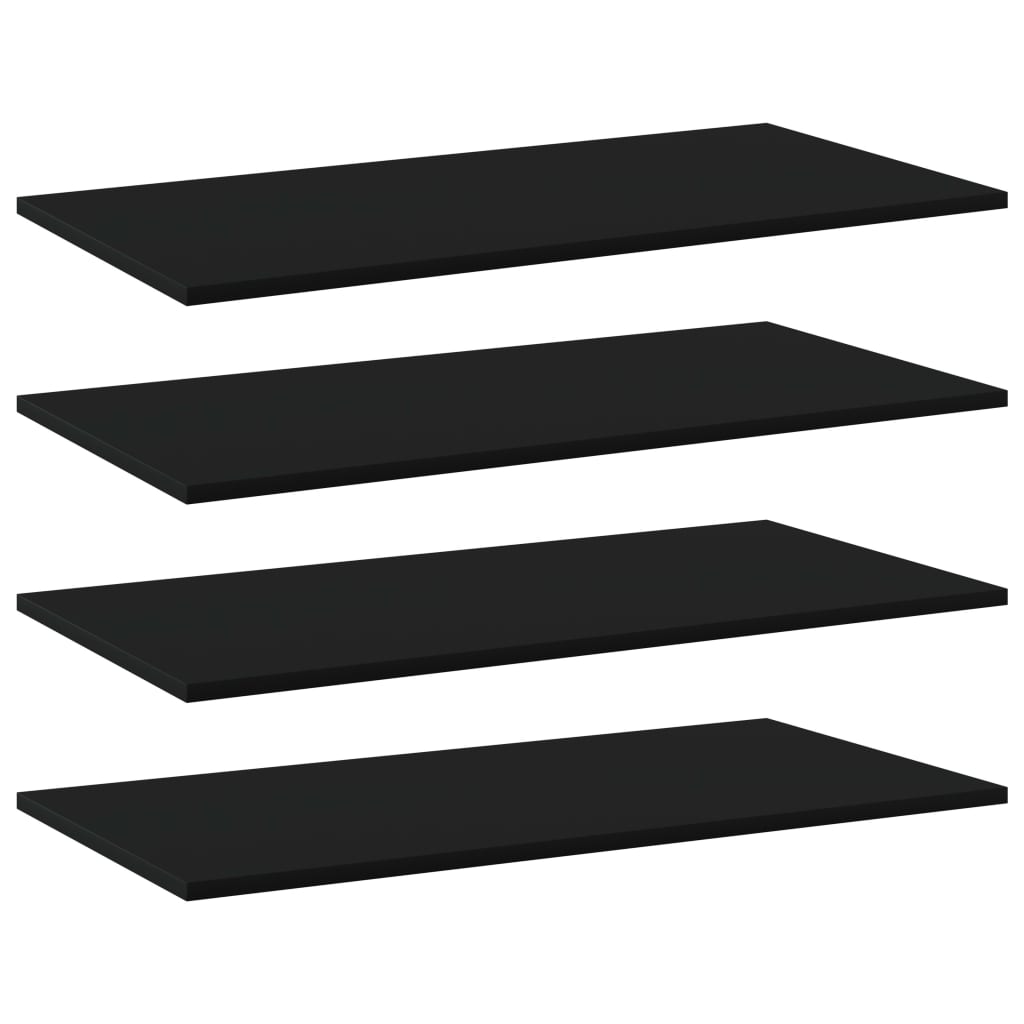 Ripiani per Libreria 4pz Neri 80x40x1,5cm in Legno Multistrato