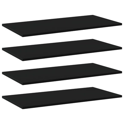 Ripiani per Libreria 4pz Neri 80x40x1,5cm in Legno Multistrato