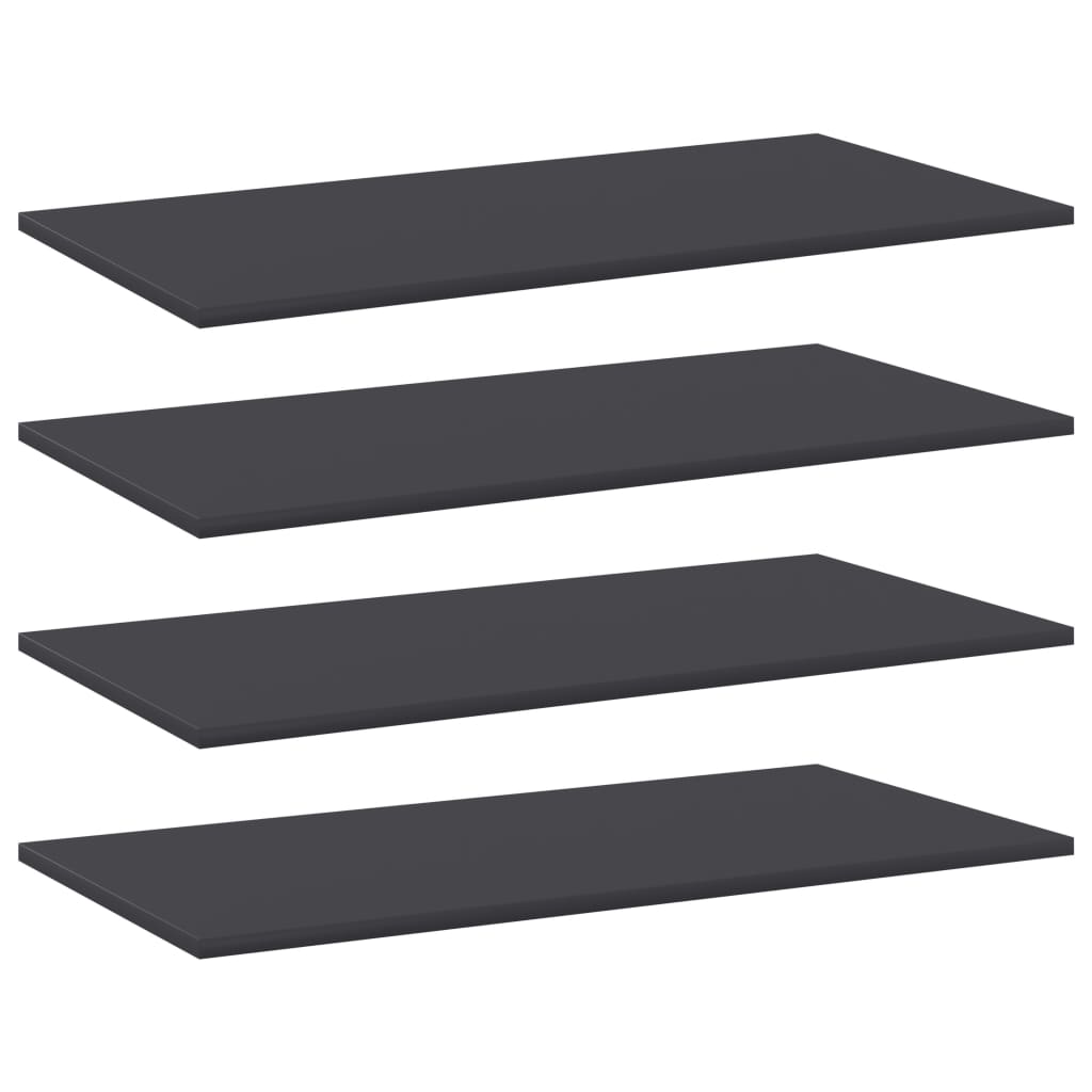 Ripiani per Libreria 4pz Grigi 80x40x1,5cm in Legno Multistrato