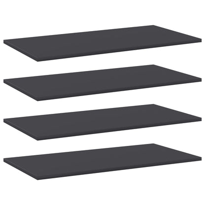 Ripiani per Libreria 4pz Grigi 80x40x1,5cm in Legno Multistrato