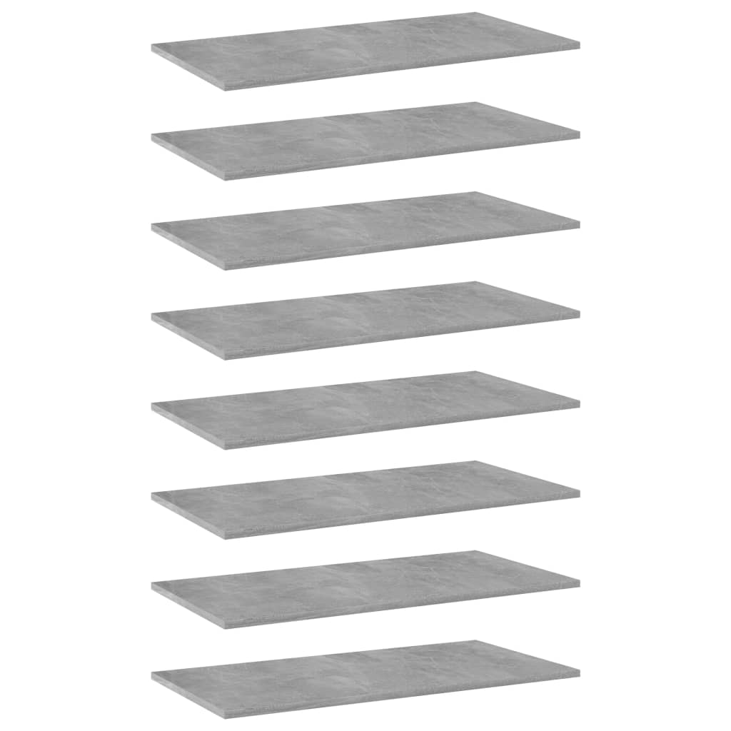 Ripiani per Libreria 8pz Grigio Cemento 80x40x1,5cm Multistrato