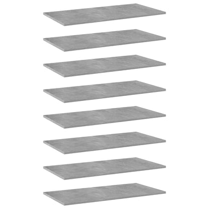 Ripiani per Libreria 8pz Grigio Cemento 80x40x1,5cm Multistrato