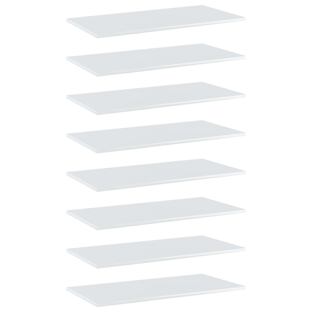 Ripiani per Libreria 8pz Bianco Lucido 80x40x1,5cm Multistrato