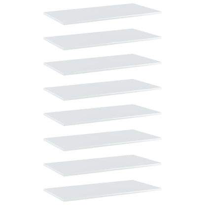 Ripiani per Libreria 8pz Bianco Lucido 80x40x1,5cm Multistrato
