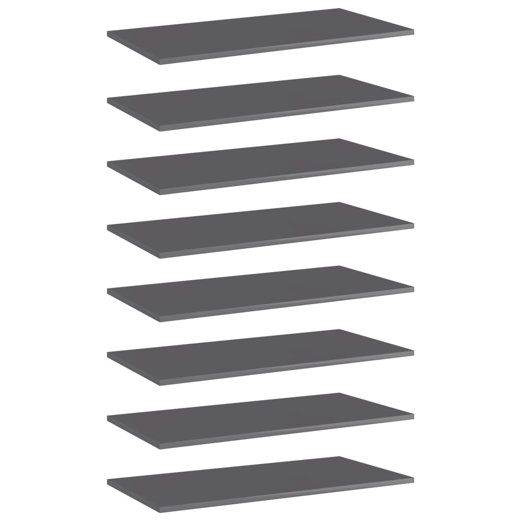 Ripiani per Libreria 8pz Grigio Lucido 80x40x1,5cm Multistrato