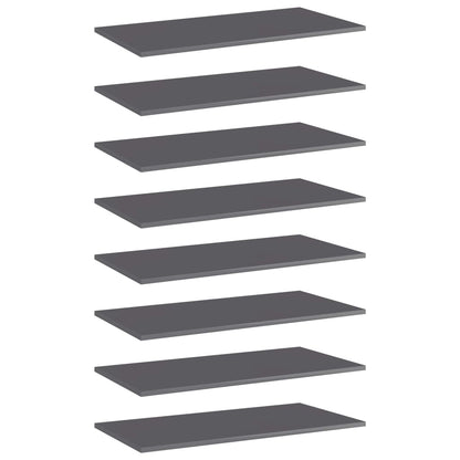 Ripiani per Libreria 8pz Grigio Lucido 80x40x1,5cm Multistrato