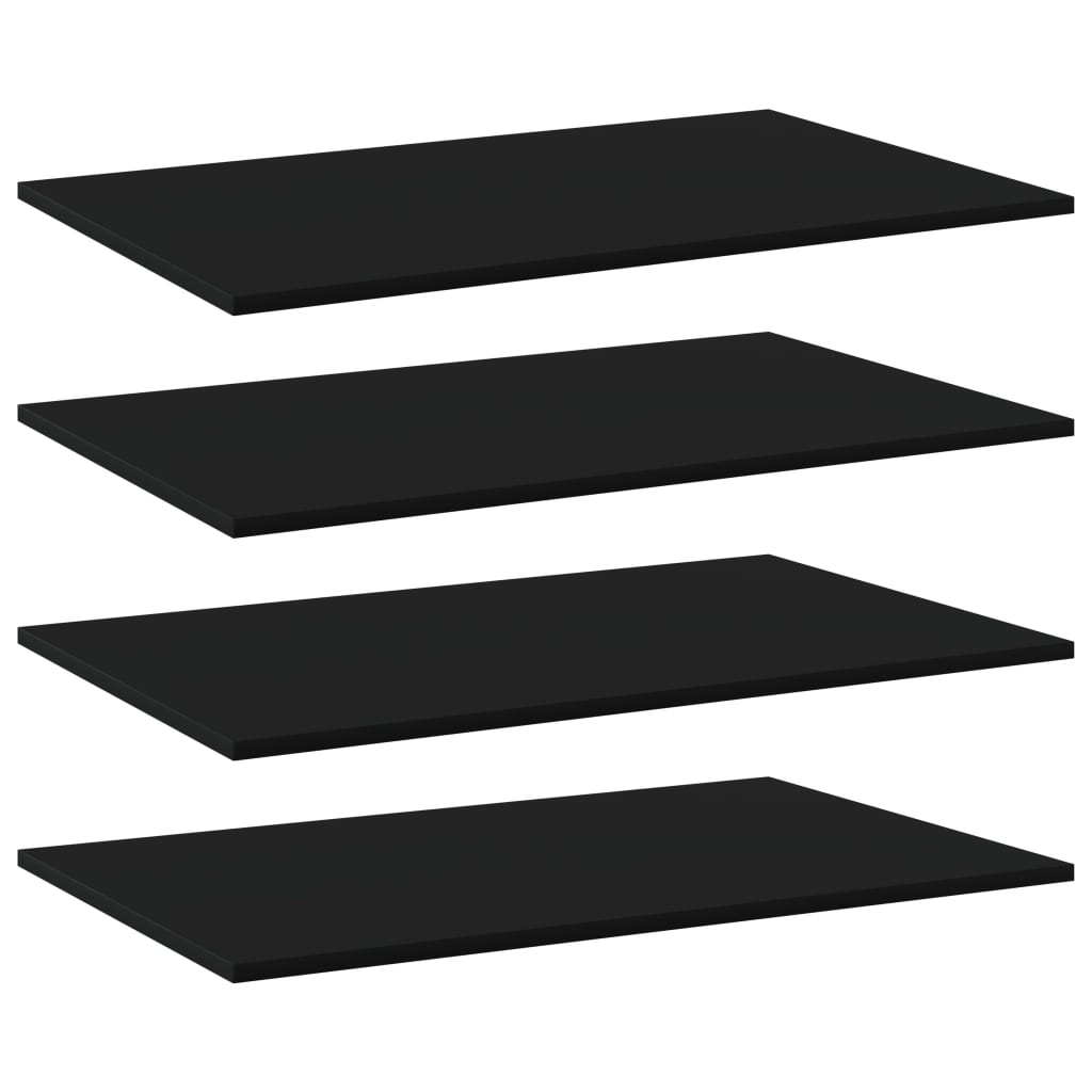 Ripiani per Libreria 4pz Neri 80x50x1,5cm in Legno Multistrato
