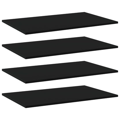 Ripiani per Libreria 4pz Neri 80x50x1,5cm in Legno Multistrato