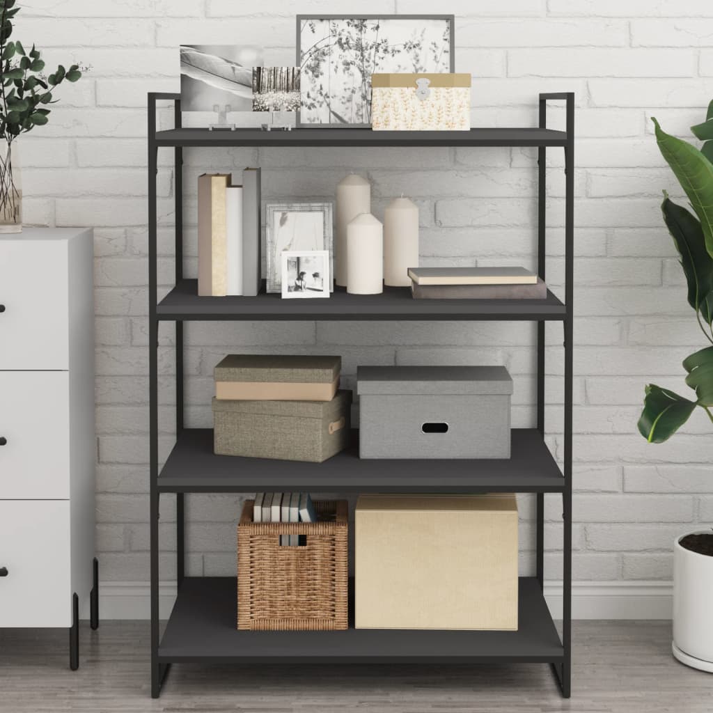Ripiani per Libreria 4pz Grigi 80x50x1,5cm in Legno Multistrato