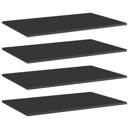 Ripiani per Libreria 4pz Nero Lucido 80x50x1,5cm Multistrato