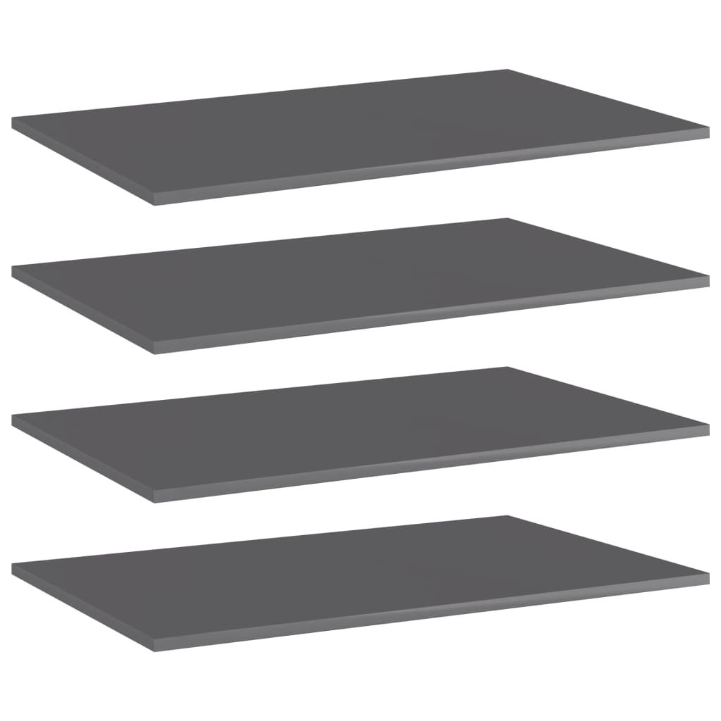 Ripiani per Libreria 4pz Grigio Lucido 80x50x1,5cm Multistrato