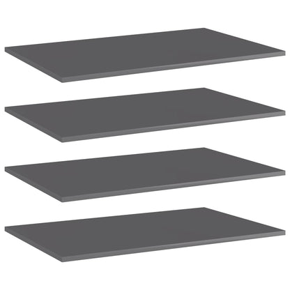 Ripiani per Libreria 4pz Grigio Lucido 80x50x1,5cm Multistrato